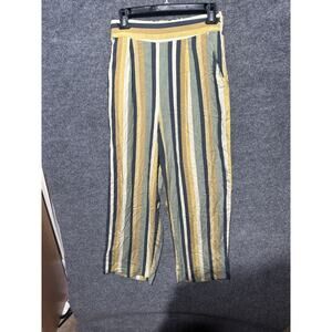 Oysho Pants Womens S Sand 100% Linen Wide Leg Relaxed Fit Lagenlook Boho Peasant